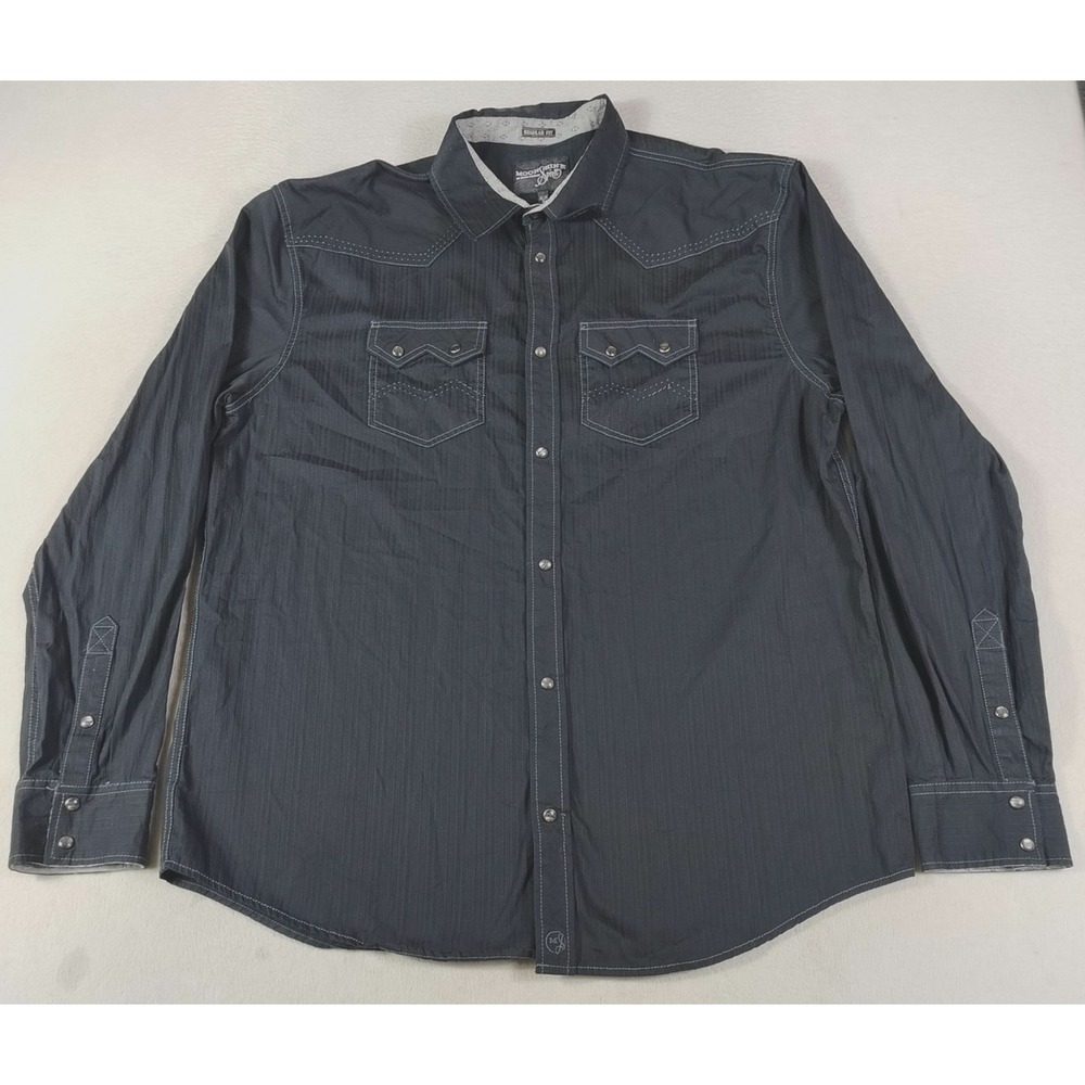 Moonshine Spirit Shirt Mens 2XL Black Stripe Brad Paisley Western Pearl Snap